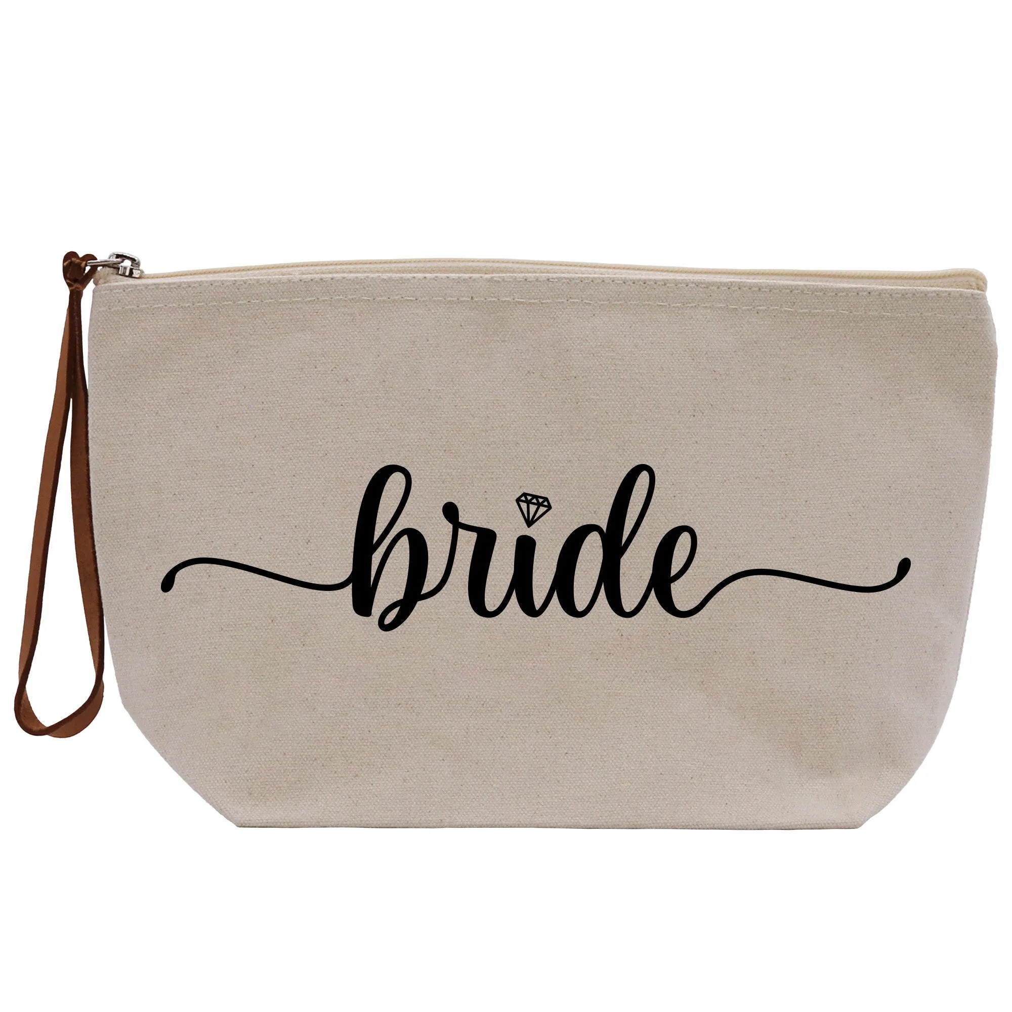 Personalized Name Cotton Canvas Accessory Pouch Small Custom Name Makeup Bag Bride Clutch Pouch Travel Cosmetic Make Up Bag (BMP1001)