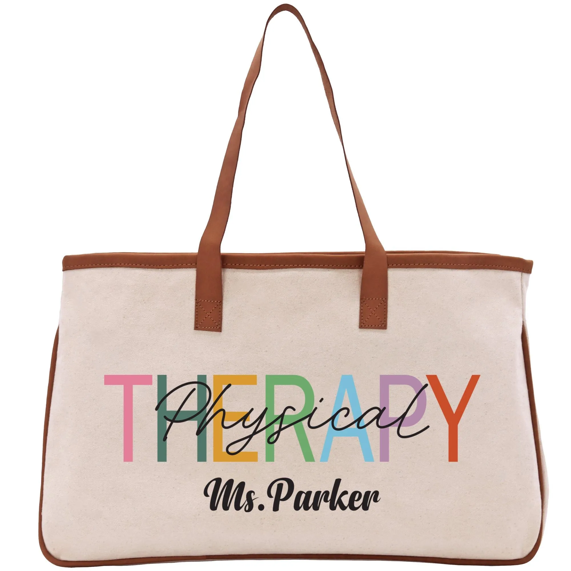 Personalized PT Physical Therapist Name Custom Cotton Canvas Tote Bag Physical Therapist Birthday Gift Graduation Bag (TRTB1010)