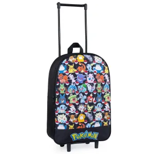 Pokemon Kids Foldable Trolley Suitcase - Black AOP