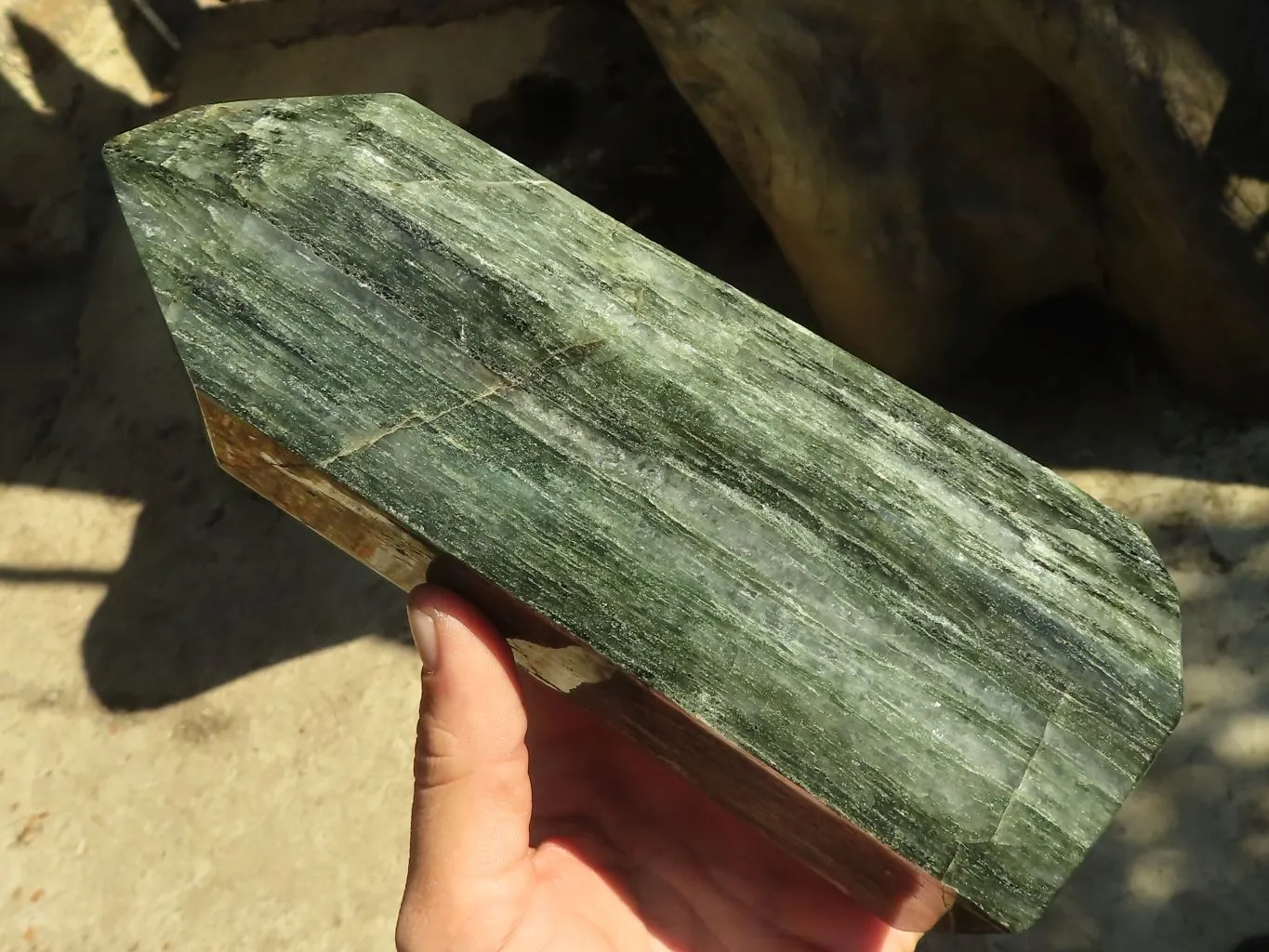 Polished Banded Green Fuchsite Quartz Point  x 1 From Madagascar