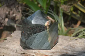 Polished Bloodstone With Pyrite Point x 1 From Swaziland