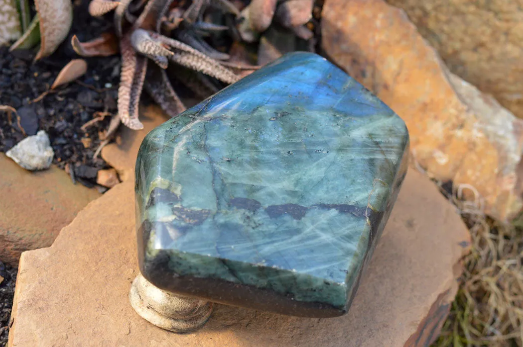 Polished Blue Labradorite Standing Free Form x 1 From Tulear, Madagascar