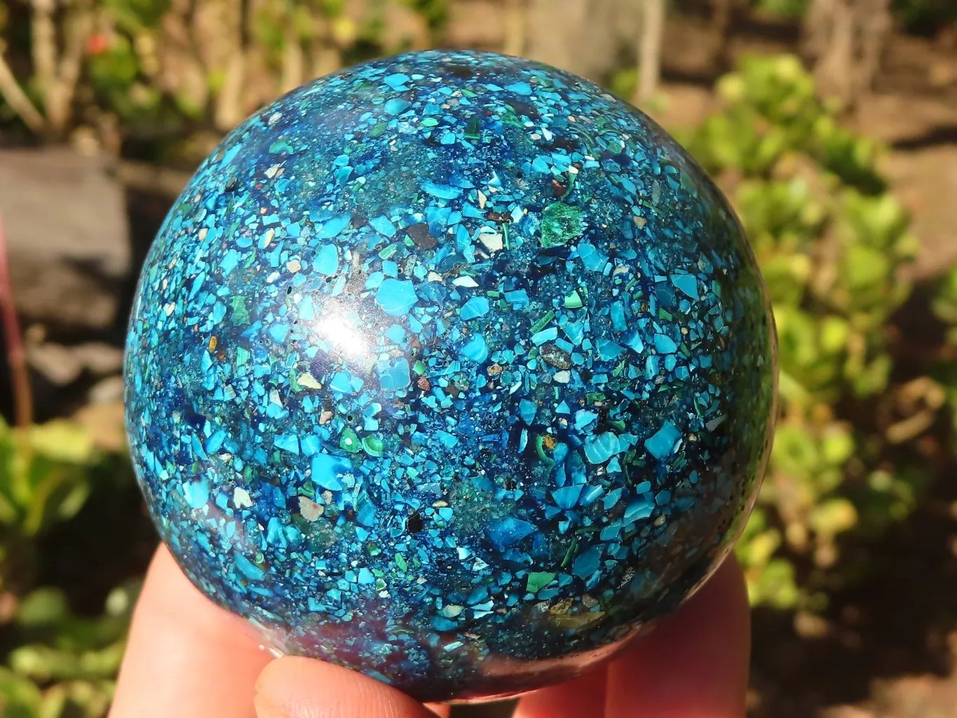 Polished  Conglomerate Chrysocolla Spheres With Azurite & Malachite  x 2 From Congo