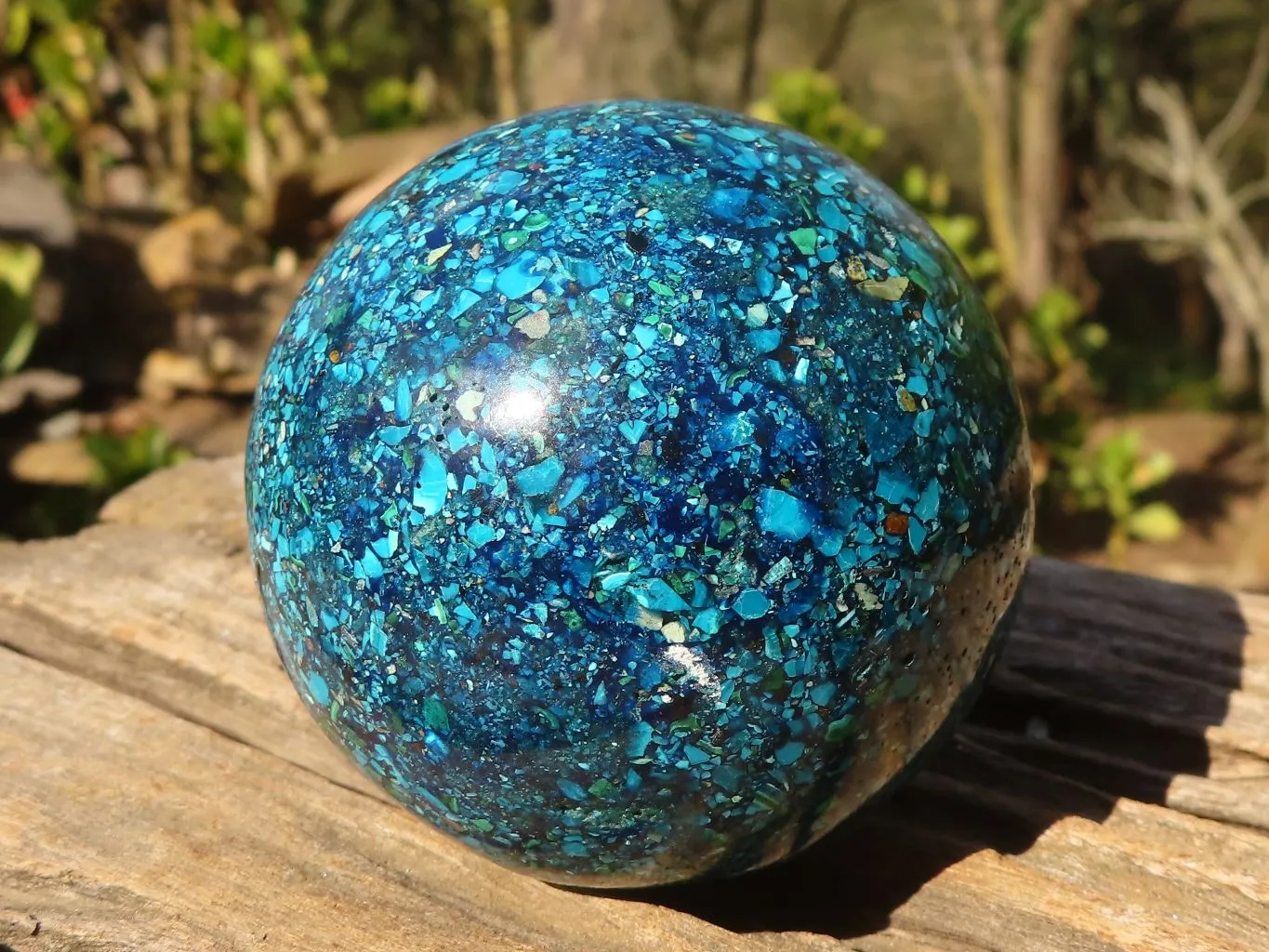 Polished  Conglomerate Chrysocolla Spheres With Azurite & Malachite  x 2 From Congo