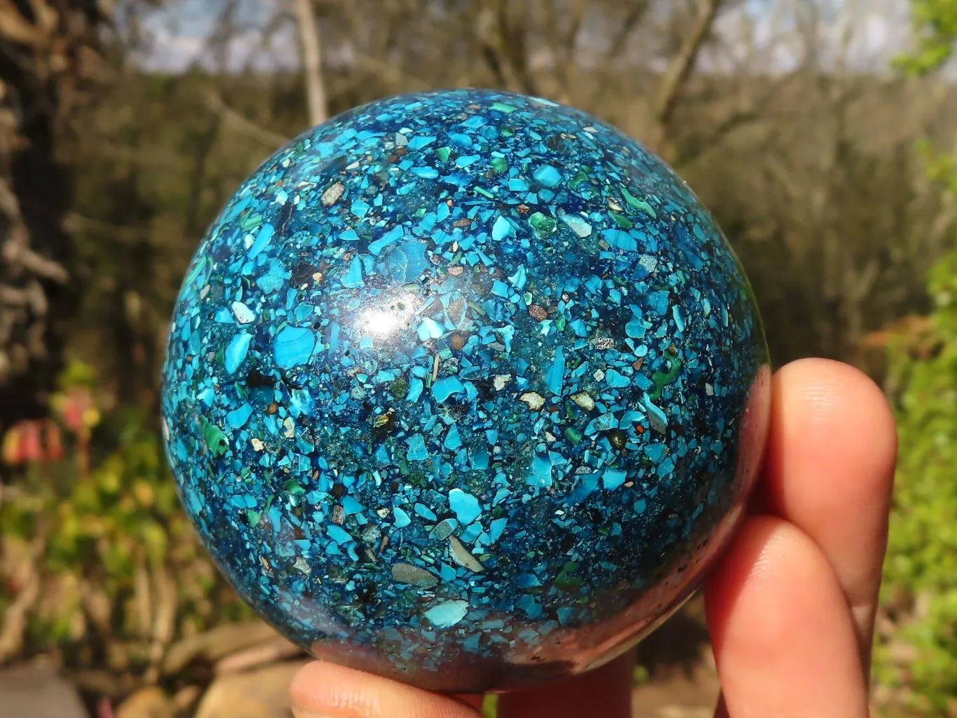 Polished  Conglomerate Chrysocolla Spheres With Azurite & Malachite  x 2 From Congo