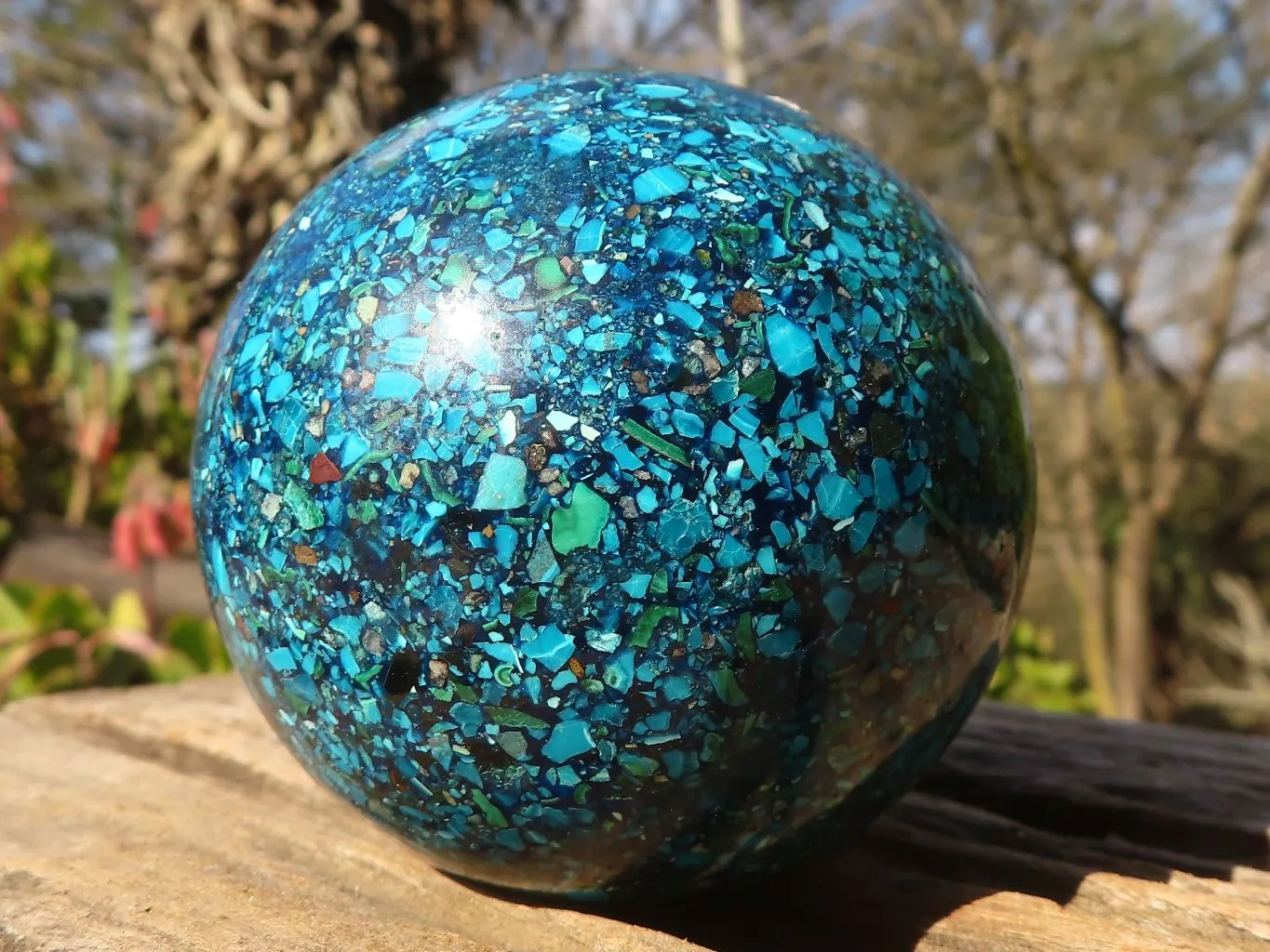 Polished  Conglomerate Chrysocolla Spheres With Azurite & Malachite  x 2 From Congo