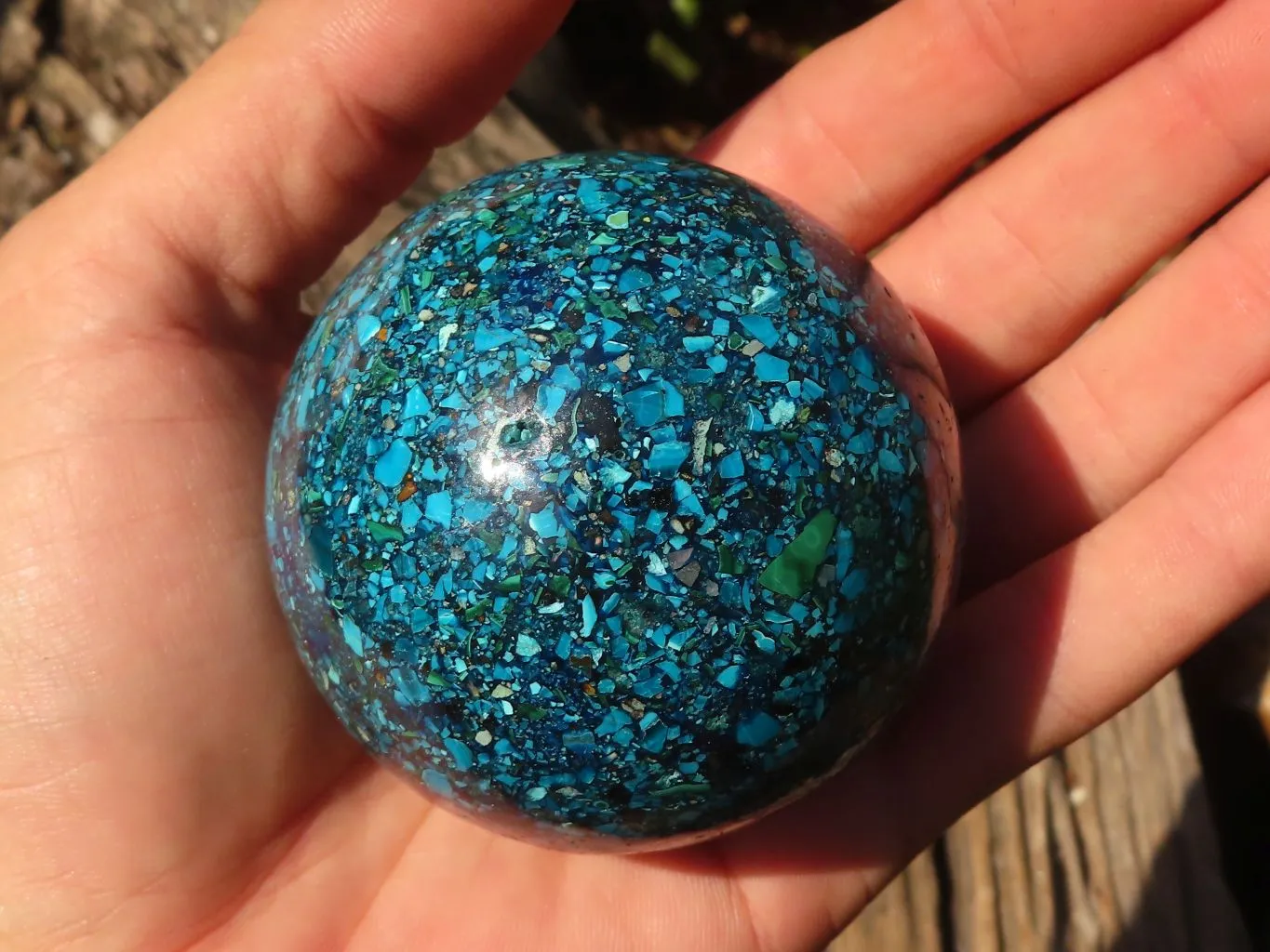 Polished  Conglomerate Chrysocolla Spheres With Azurite & Malachite  x 2 From Congo