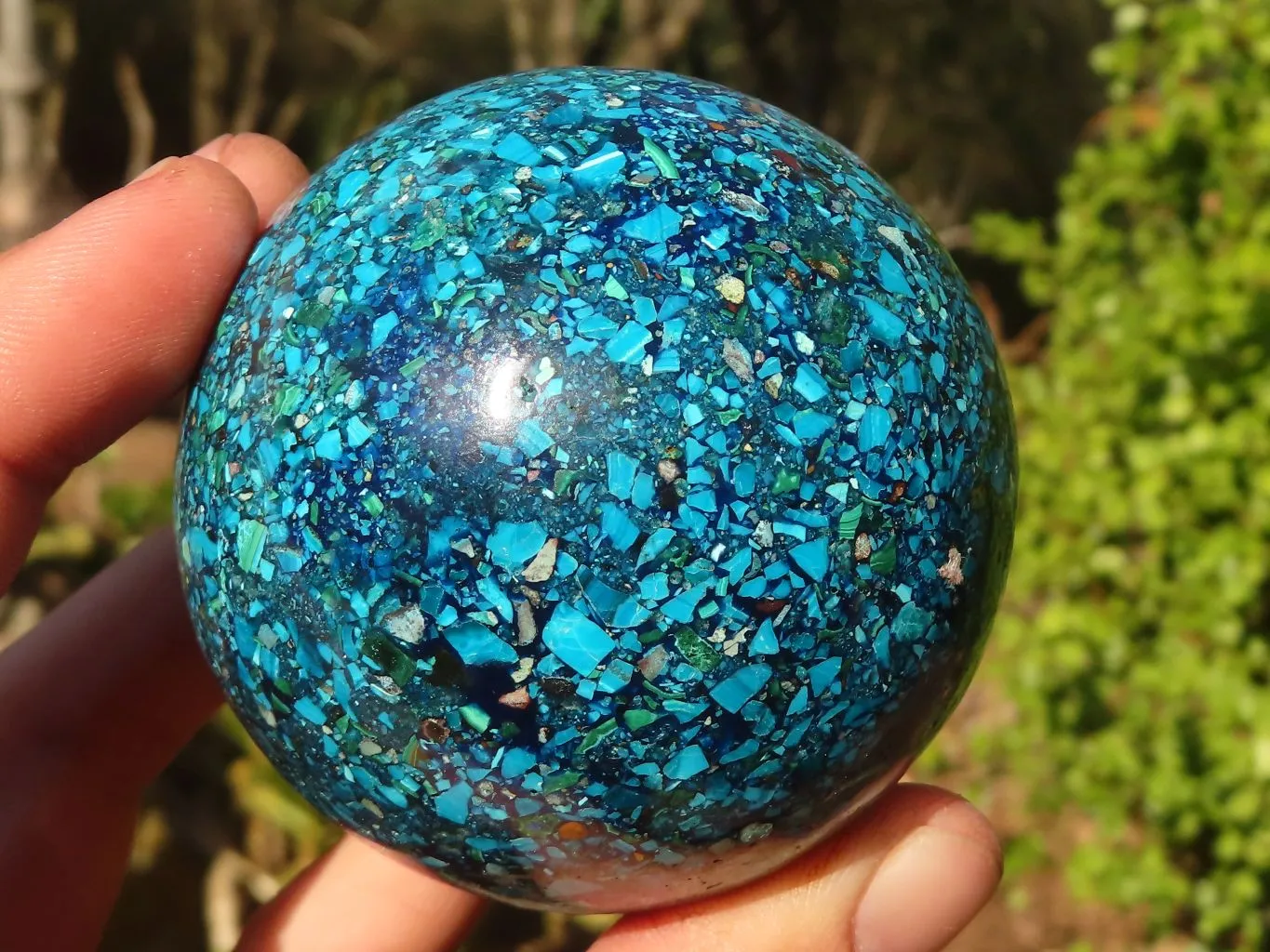 Polished  Conglomerate Chrysocolla Spheres With Azurite & Malachite  x 2 From Congo