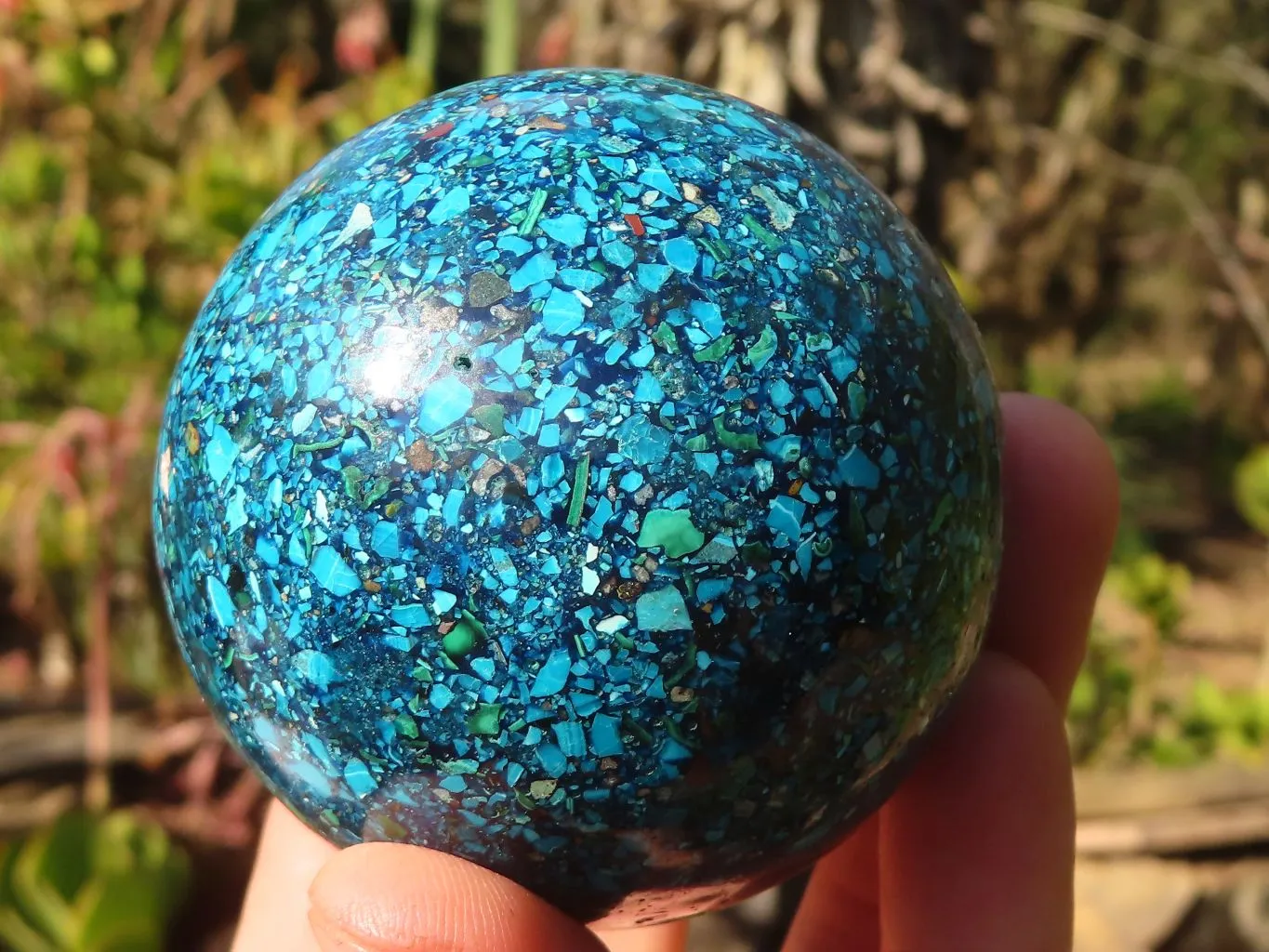 Polished  Conglomerate Chrysocolla Spheres With Azurite & Malachite  x 2 From Congo