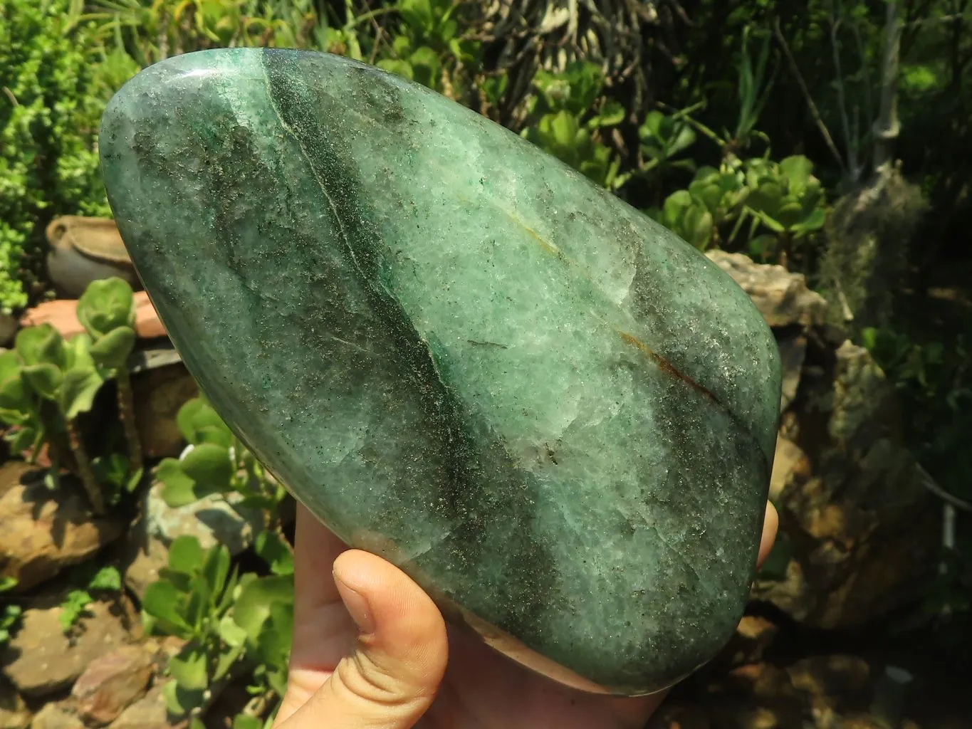 Polished Emerald Fuchsite Quartz Standing Free Form With Mica & Pyrite Specks  x 1 From Madagascar