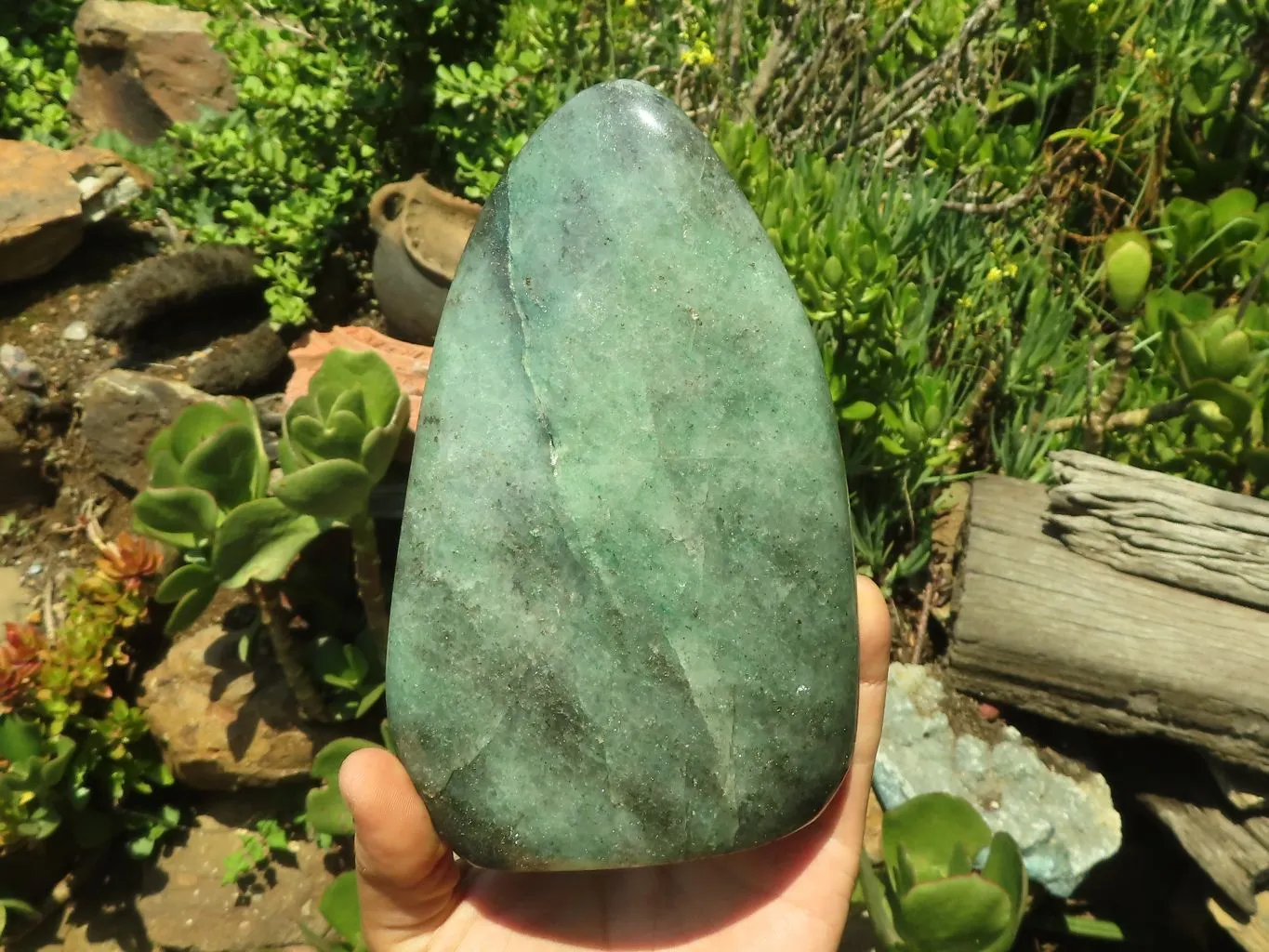 Polished Emerald Fuchsite Quartz Standing Free Form With Mica & Pyrite Specks  x 1 From Madagascar