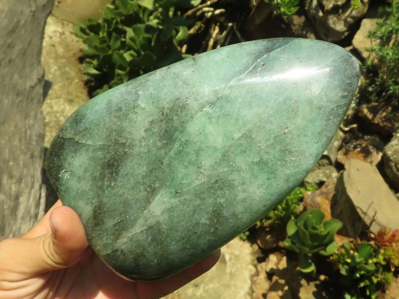 Polished Emerald Fuchsite Quartz Standing Free Form With Mica & Pyrite Specks  x 1 From Madagascar