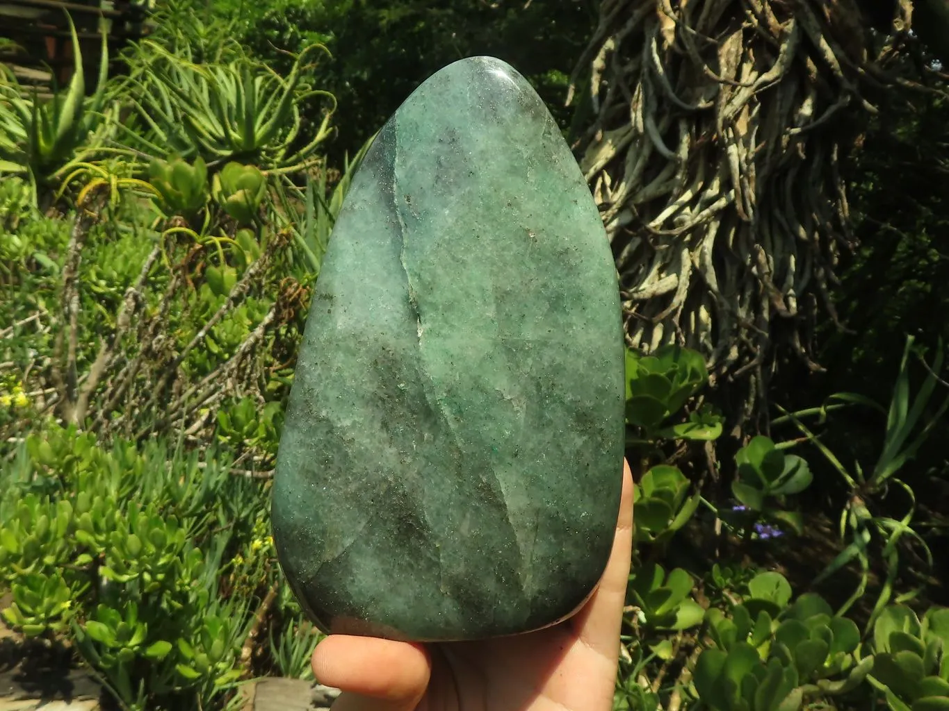 Polished Emerald Fuchsite Quartz Standing Free Form With Mica & Pyrite Specks  x 1 From Madagascar