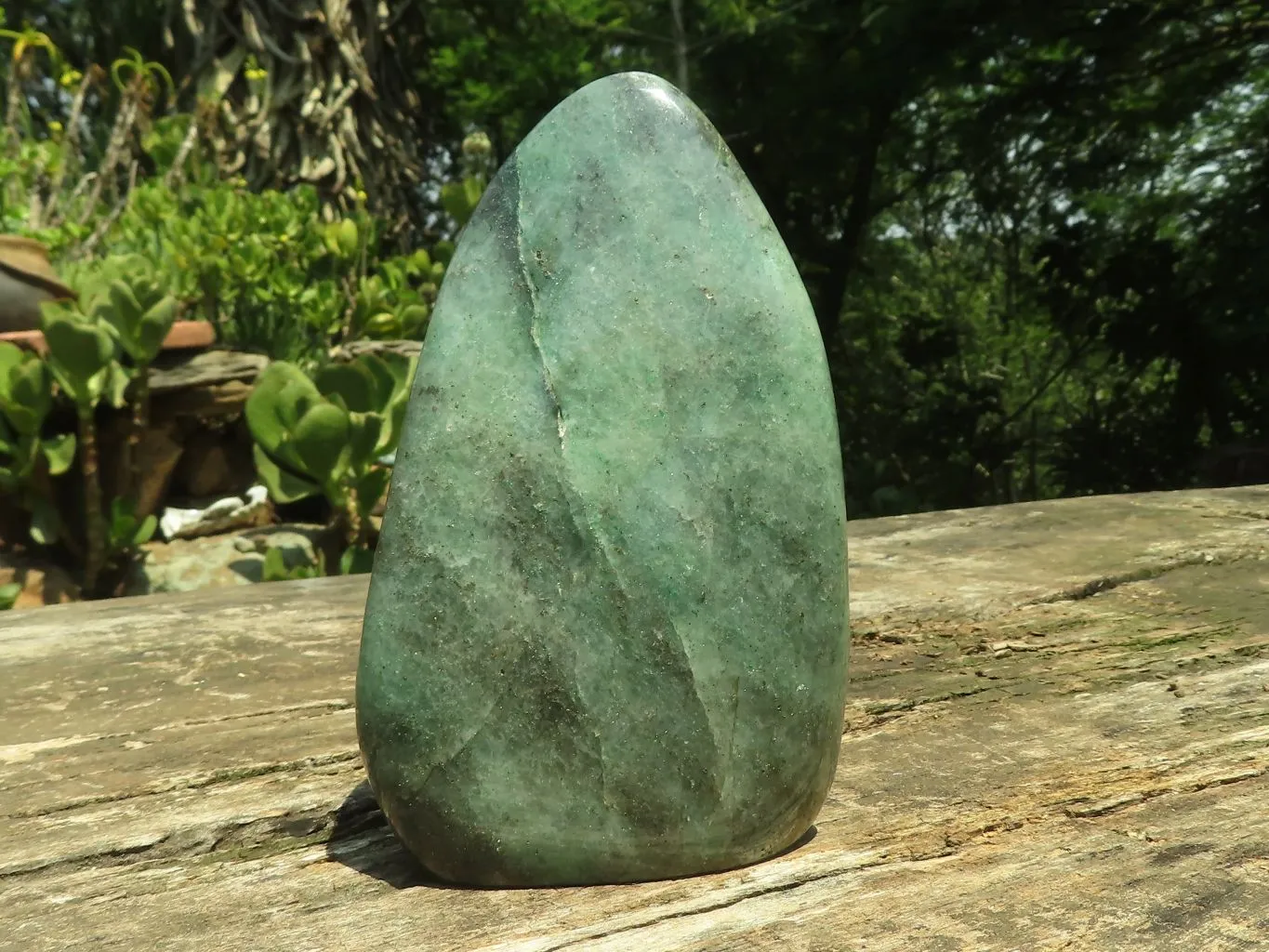 Polished Emerald Fuchsite Quartz Standing Free Form With Mica & Pyrite Specks  x 1 From Madagascar