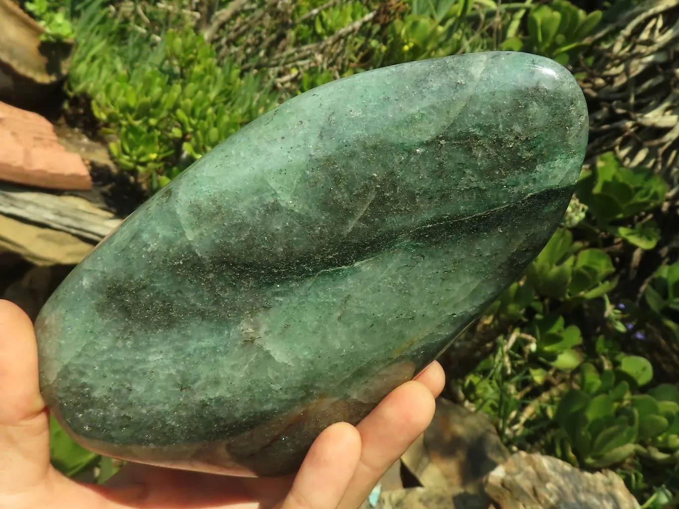 Polished Emerald Fuchsite Quartz Standing Free Form With Mica & Pyrite Specks  x 1 From Madagascar