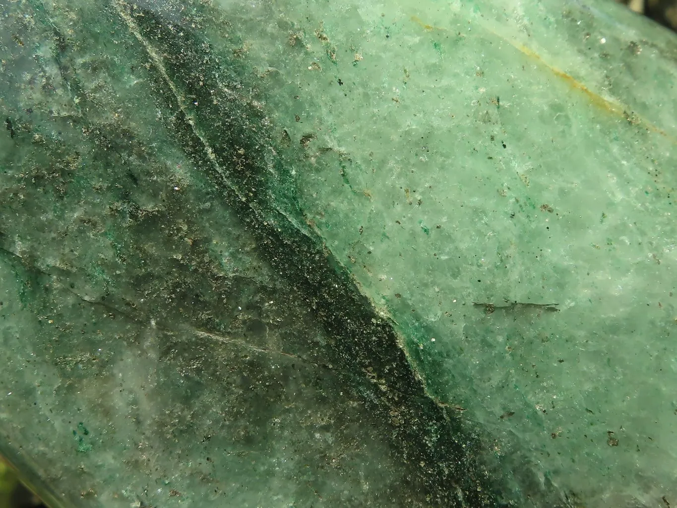 Polished Emerald Fuchsite Quartz Standing Free Form With Mica & Pyrite Specks  x 1 From Madagascar