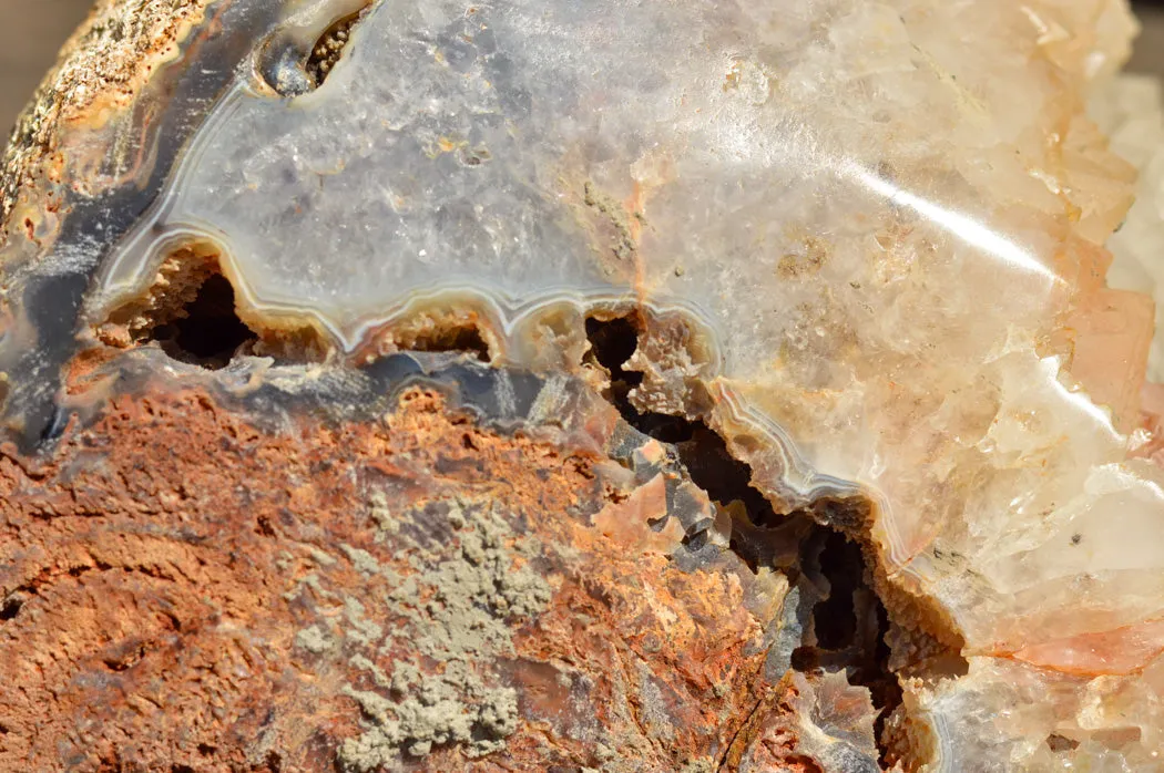 Polished Extra Large Crystal Agate Display Piece (Cut To Stand) x 1 From Maintirano, Madagascar