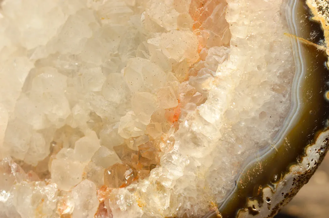 Polished Extra Large Crystal Agate Display Piece (Cut To Stand) x 1 From Maintirano, Madagascar