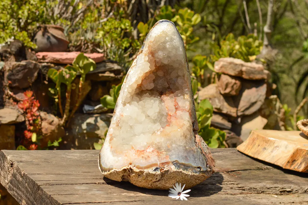 Polished Extra Large Crystal Agate Display Piece (Cut To Stand) x 1 From Maintirano, Madagascar