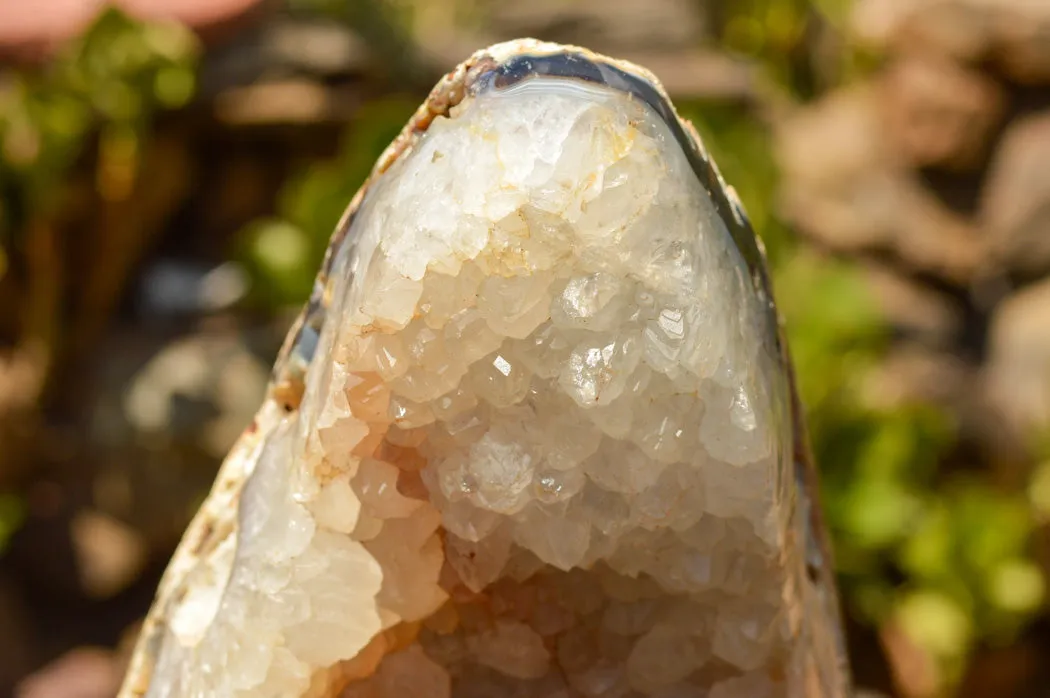 Polished Extra Large Crystal Agate Display Piece (Cut To Stand) x 1 From Maintirano, Madagascar