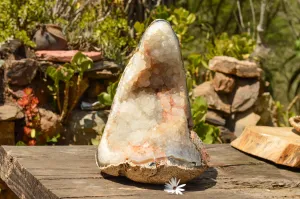 Polished Extra Large Crystal Agate Display Piece (Cut To Stand) x 1 From Maintirano, Madagascar