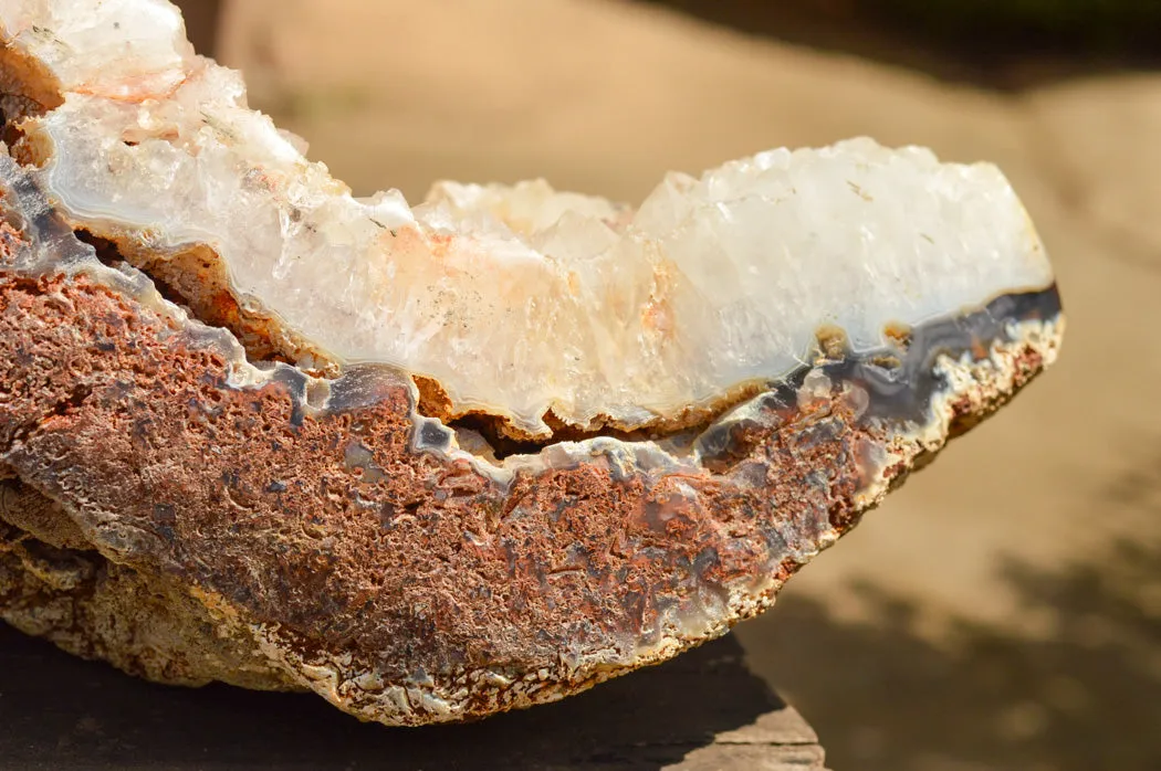 Polished Extra Large Crystal Agate Display Piece (Cut To Stand) x 1 From Maintirano, Madagascar