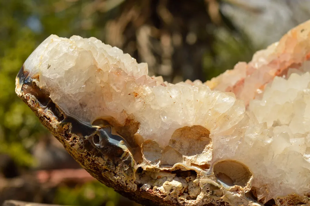 Polished Extra Large Crystal Agate Display Piece (Cut To Stand) x 1 From Maintirano, Madagascar