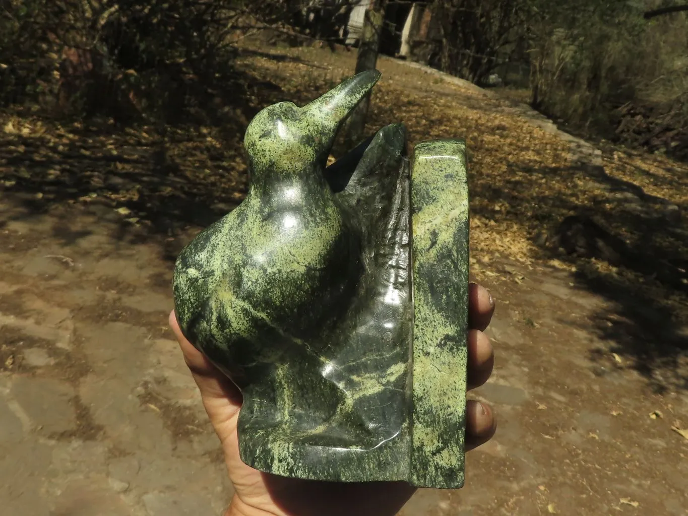 Polished Large Leopard stone Bird Book End Carvings  x 2 From Zimbabwe