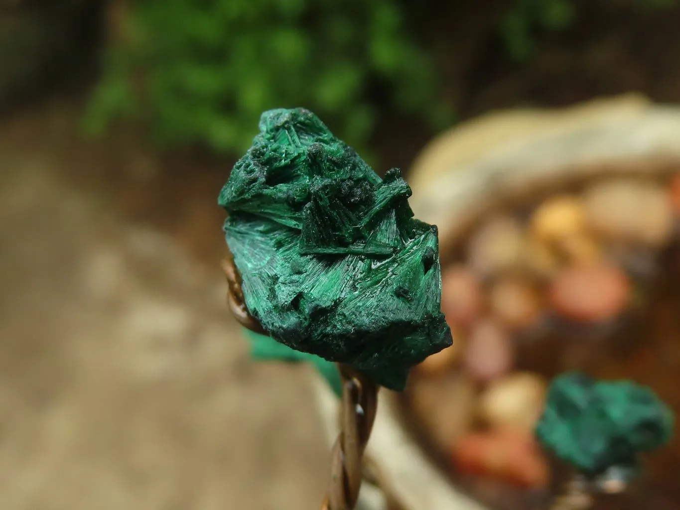 Polished Silky Malachite Gemstone Tree On Limonite Quartz Base With Aventurine x 1 From Southern Africa