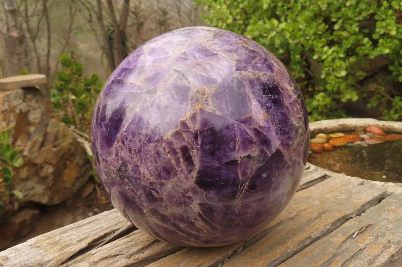 Polished XL Chevron Dream Amethyst Sphere x 1 From Zambia