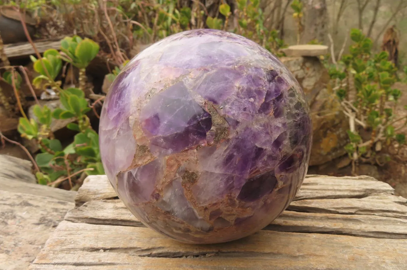 Polished XL Chevron Dream Amethyst Sphere x 1 From Zambia