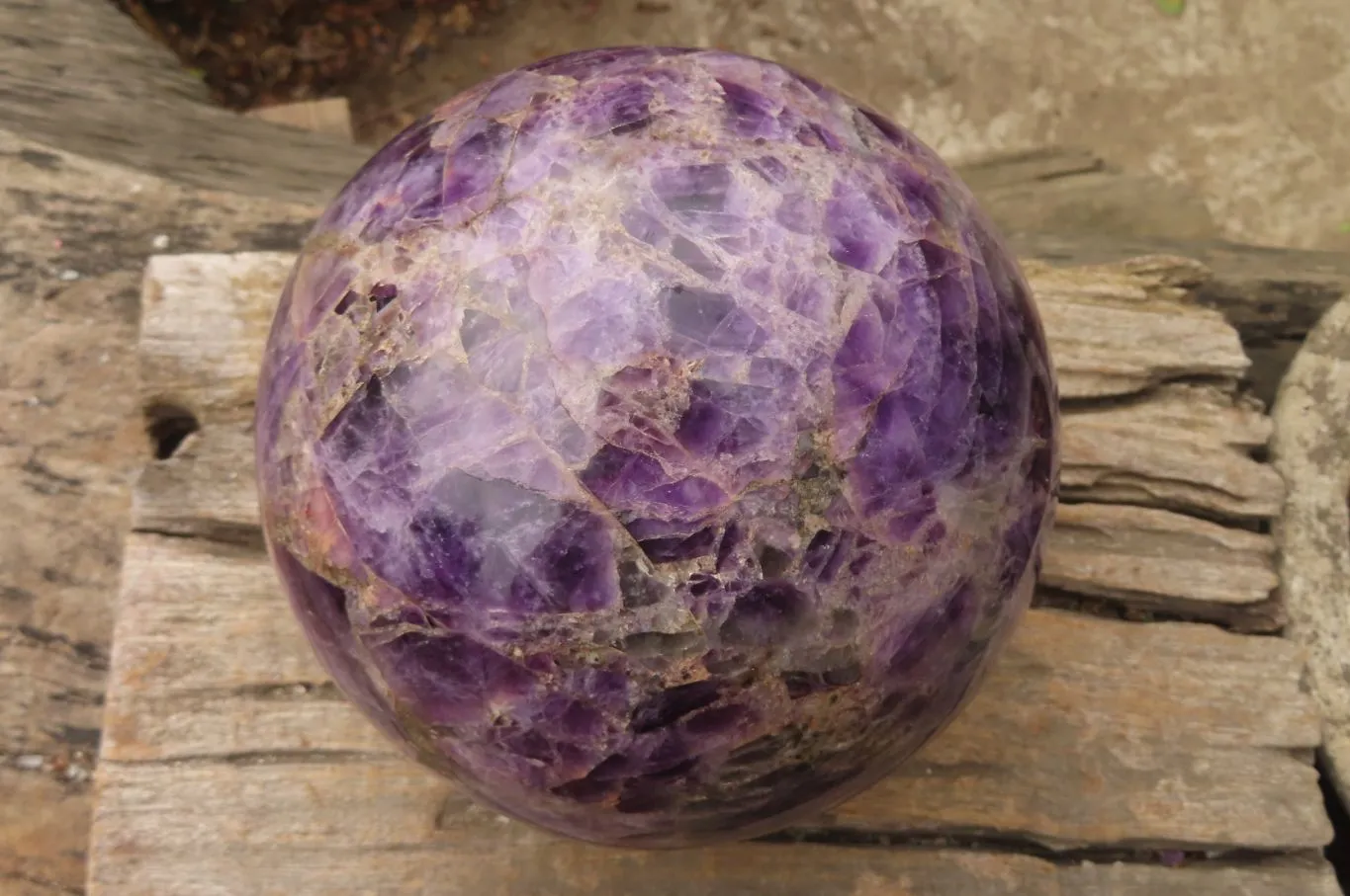 Polished XL Chevron Dream Amethyst Sphere x 1 From Zambia