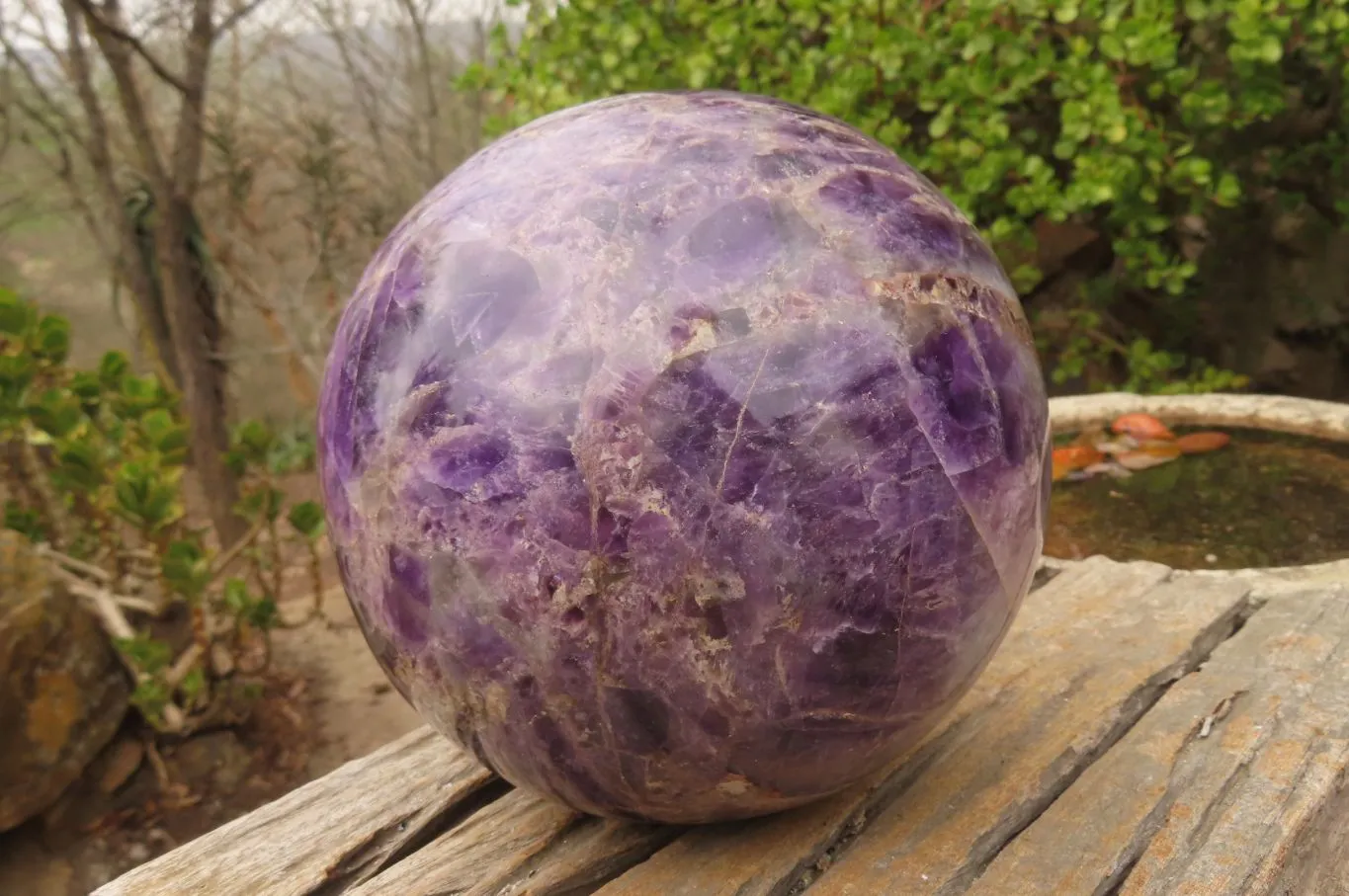 Polished XL Chevron Dream Amethyst Sphere x 1 From Zambia