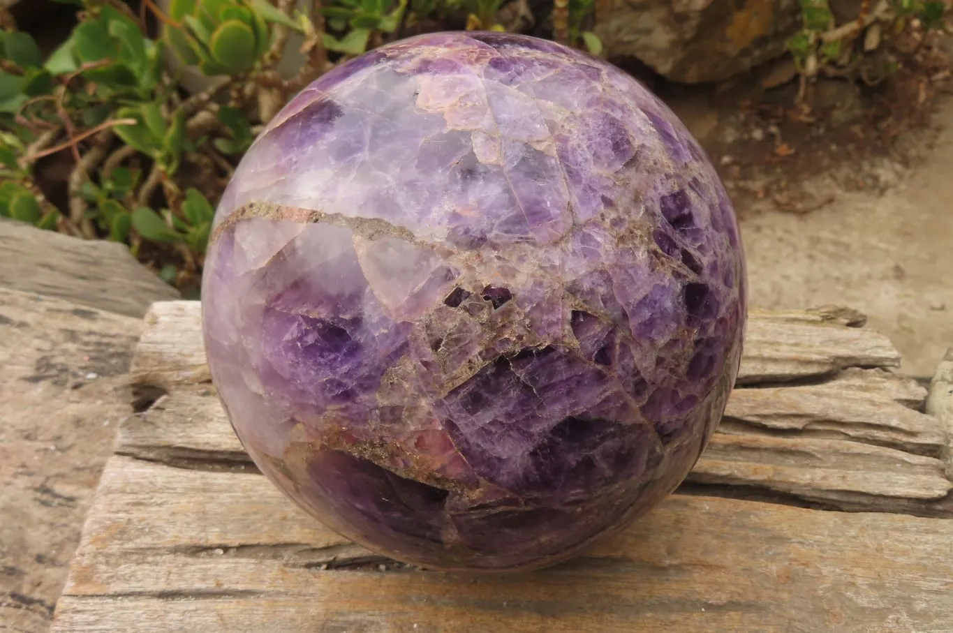 Polished XL Chevron Dream Amethyst Sphere x 1 From Zambia