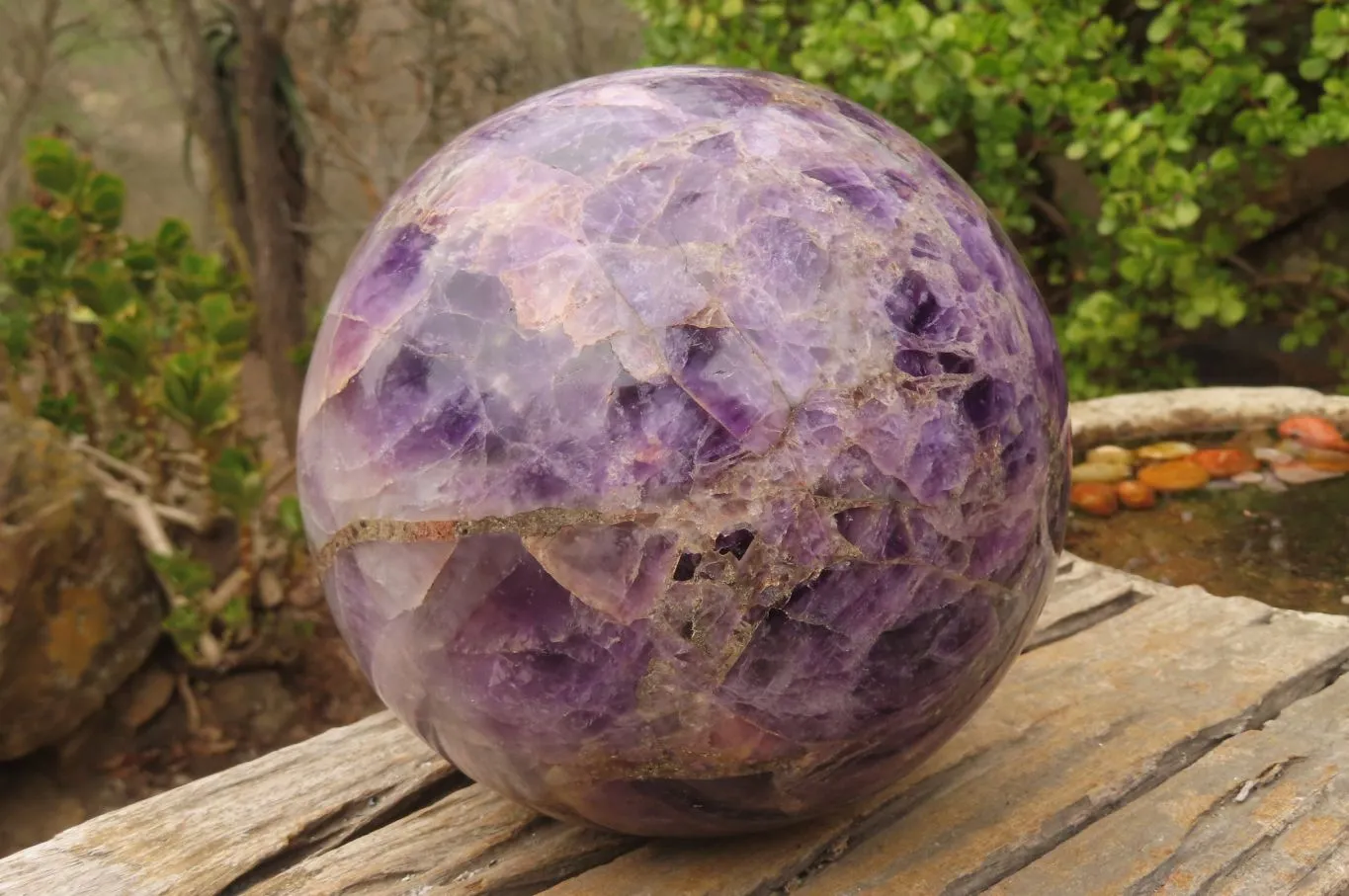 Polished XL Chevron Dream Amethyst Sphere x 1 From Zambia