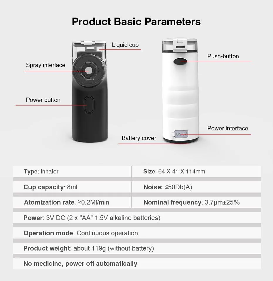 Portable Ultrasonic Nebulizer Handheld Machine