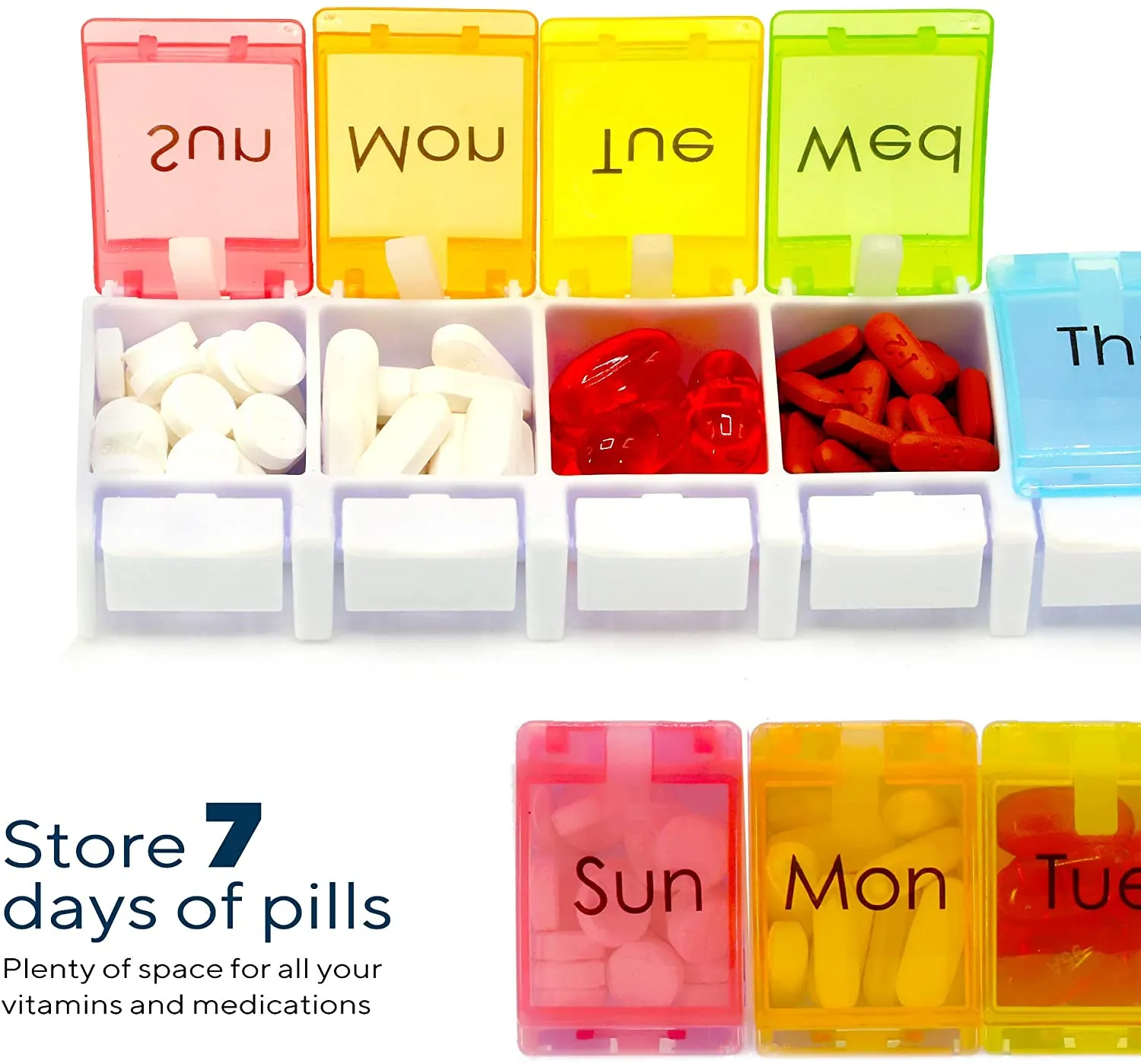 Portable Weekly 7 Day pillbox , Travel Medicine Box for Pills/Vitamin/Supplements/Medicine