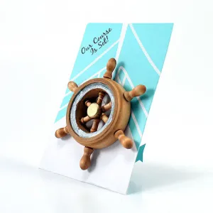 "Our Course is Set" Boat Wheel Magnet Favor Gift