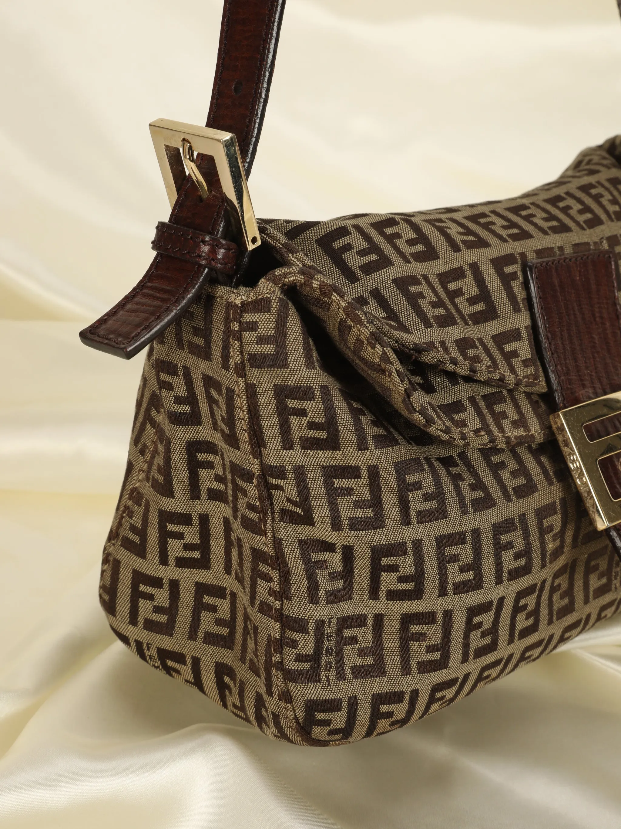 Rare Fendi Zucchino Double Flap Baguette