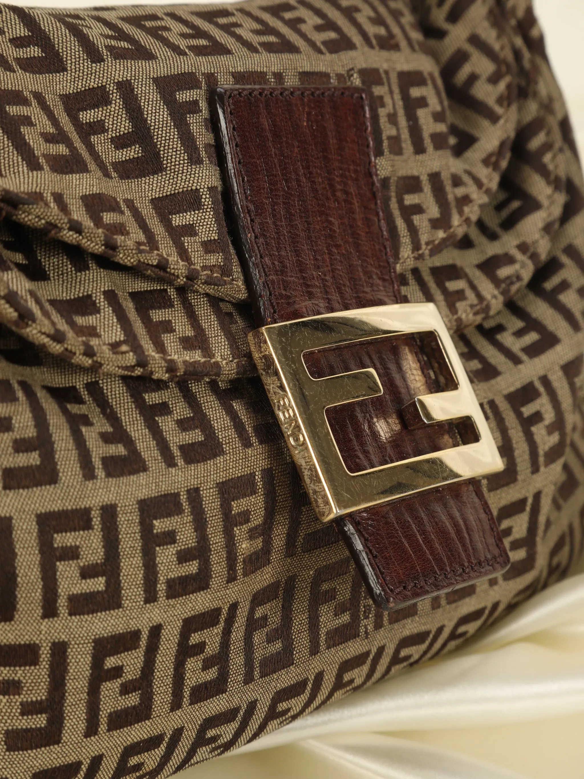 Rare Fendi Zucchino Double Flap Baguette