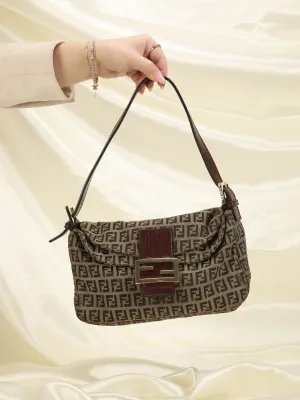 Rare Fendi Zucchino Double Flap Baguette