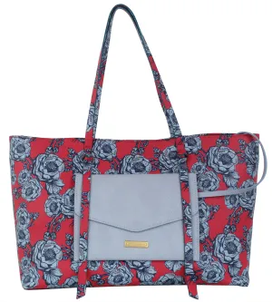 Regina Tote in Coral & Denim