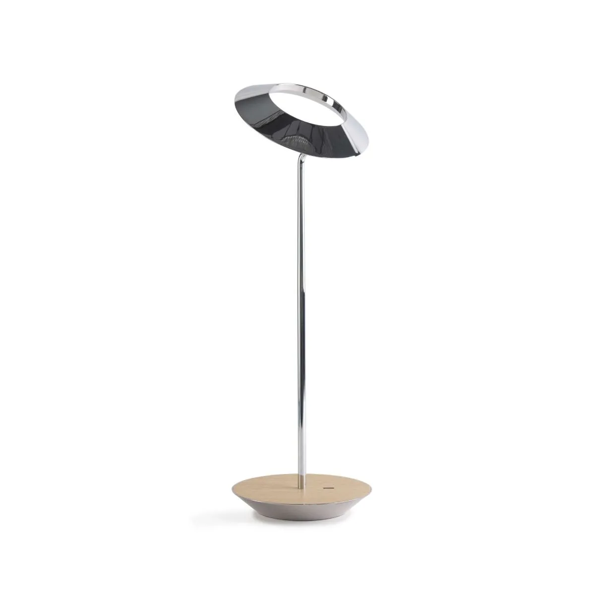 Royyo Chrome With White Oak Modern LED Desk Lamp with USB Port