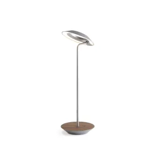 Royyo Silver With Oiled Walnut Modern LED Desk Lamp with USB Port