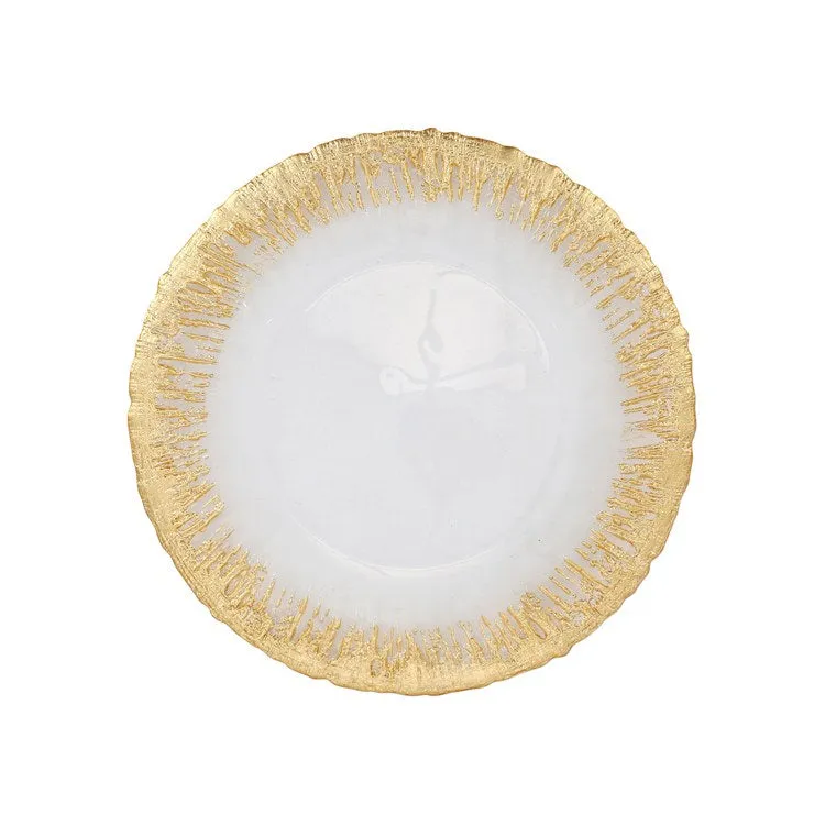 Rufolo Glass Gold Brushstroke Dinner Plate