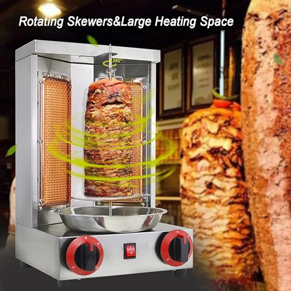 Shawarma Grill Machine Gas Gyro broilers Rotisserie with 2 Burners