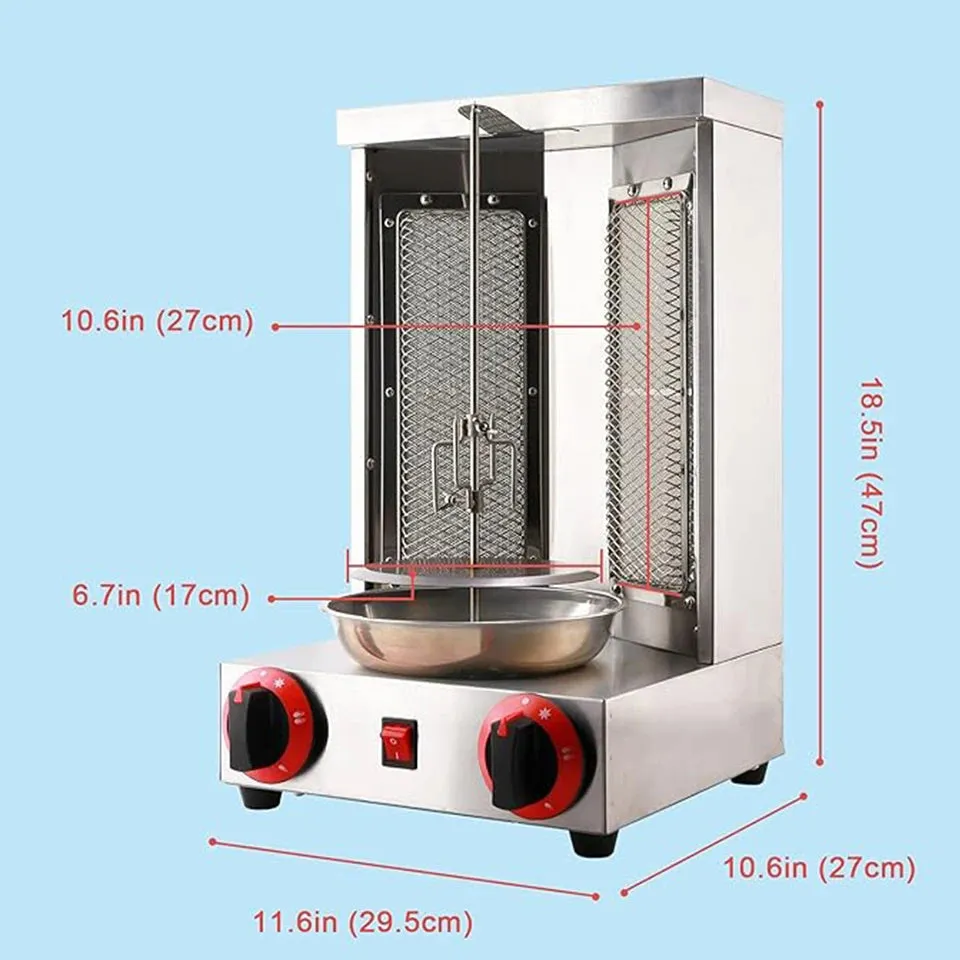 Shawarma Grill Machine Gas Gyro broilers Rotisserie with 2 Burners