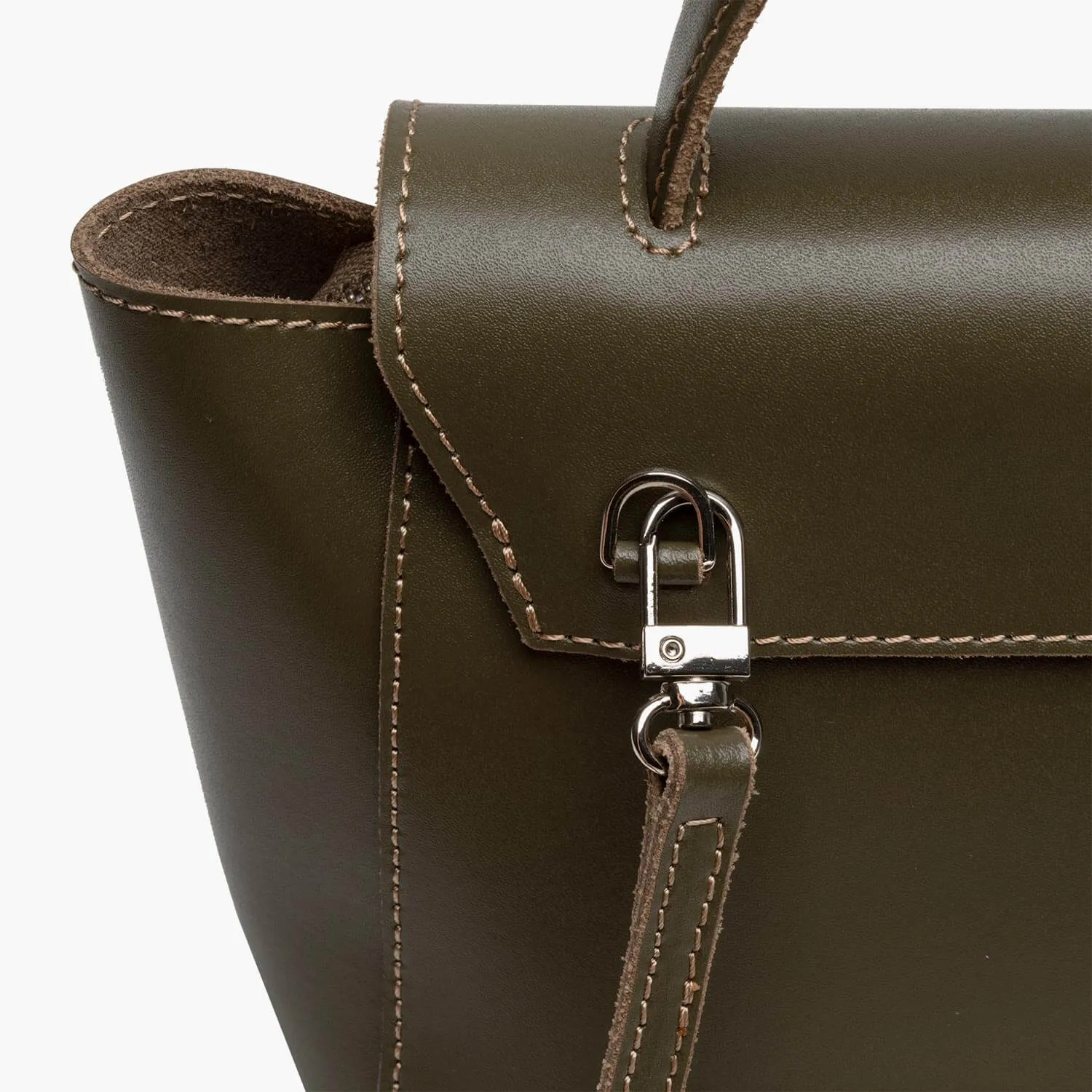 Siena Mini Leather Satchel Crossbody Bag - Olive