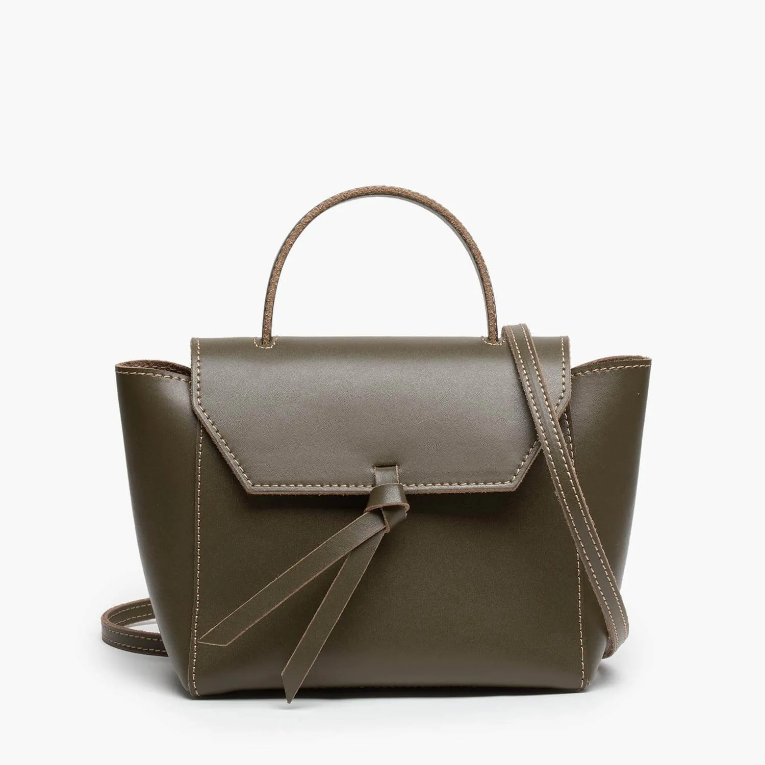 Siena Mini Leather Satchel Crossbody Bag - Olive