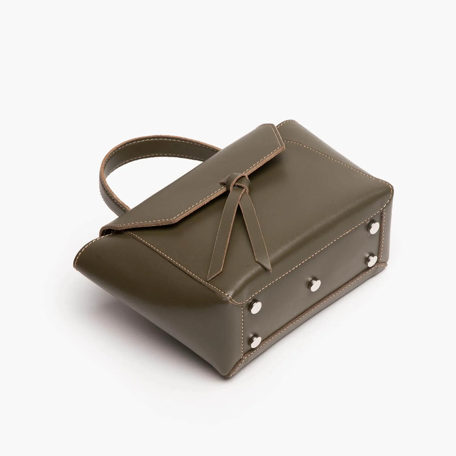 Siena Mini Leather Satchel Crossbody Bag - Olive